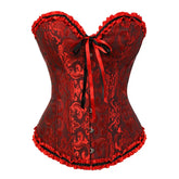 Voguable Corsets and Bustiers Shapewear Brocade Lingerie Overbust Corset Top Sexy Plus Size Women Vintage Red Black Green Pink voguable